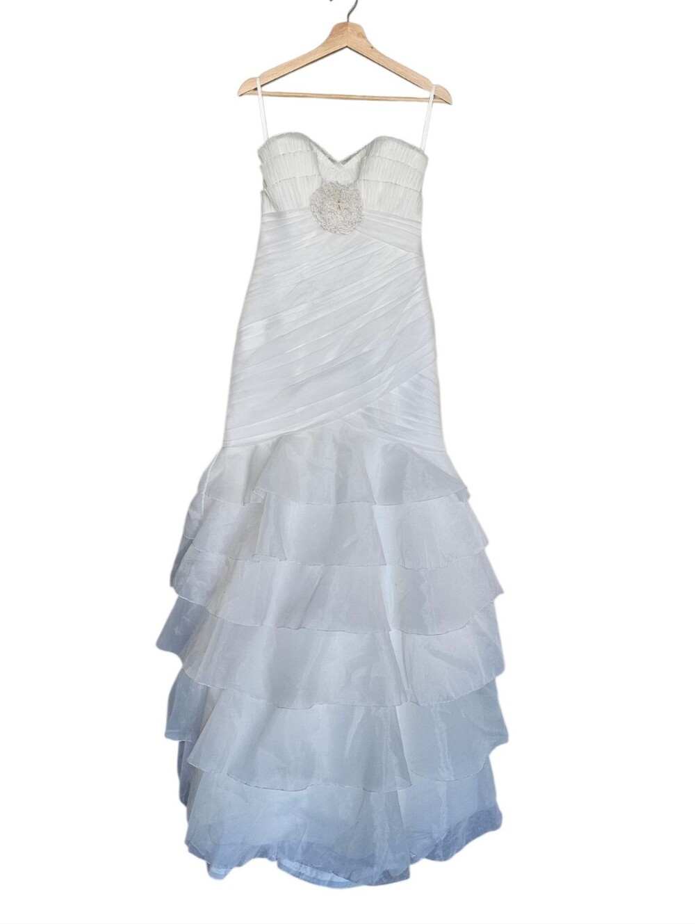 Mori Lee Madeline Gardner White Strapless Ruffled Bodice Dress Wedding Dress